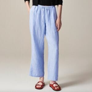 J. Crew Soleil Pant in Linen French Blue Wide Leg C1939 Size M